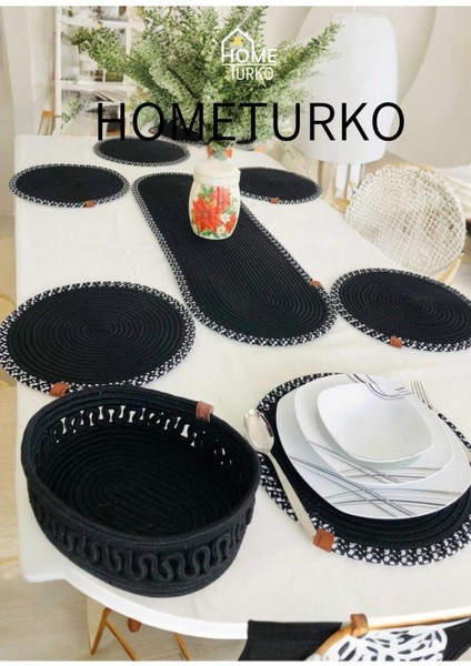 6 Adet Supla 1 Adet Runner 1 Adet Sepet Takım, Jüt Supla Amerikan Servis, Tabak Altlığı, Ekmek Sepe
