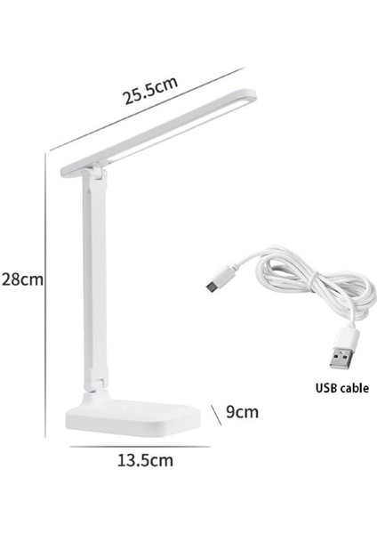 Şarjlı USB Katlanır Masa Lambası - Telefon Tutuculu 3 Modlu Dokunmatik LED Gece Kitap Lambası