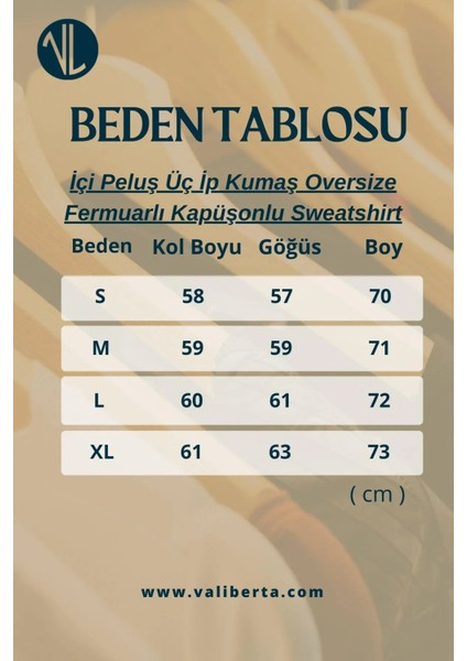 İçi Peluş Üç İplik Kumaş Oversize Fermuarlı Kapüşonlu Sweatshirt- Bej