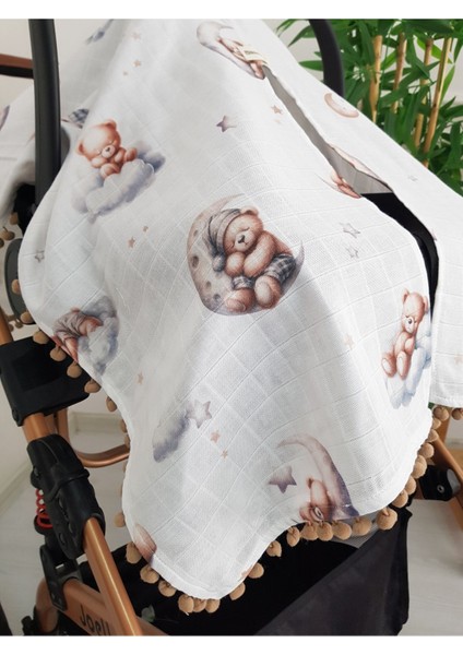 Uyuyan Ayı Ponponlu Puset Örtüsü