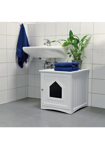 Kedi Tuvalet Evi 49x51x51cm Beyaz fiyatları