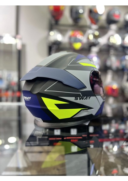 Iridyum Vizörlü Mavi Çene Açılır Kask (+1 Şeffaf Vizör)