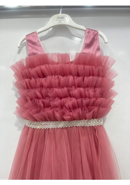 Uğurböceğiçocuk 465 Önü Fırfırlı Beli Taş Detay Kız Çocuk Abiye fiyatları