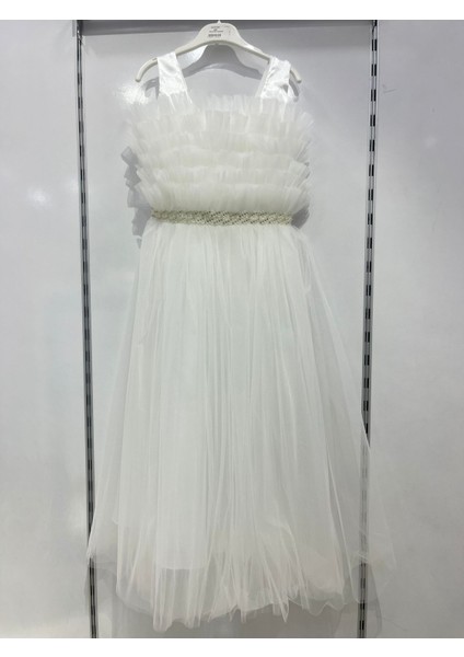 Uğurböceğiçocuk 465 Önü Fırfırlı Beli Taş Detay Kız Çocuk Abiye fiyatları