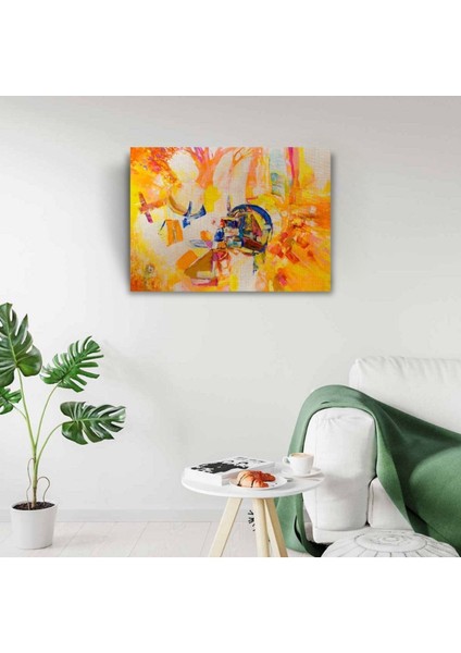 Soyut, Sarı Tonlarda Ormanda Kamp, Kanvas Tablo 50 x 70