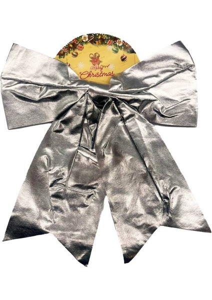 Yılbaşı Fiyonk Saten Parlak 25 cm Gümüş