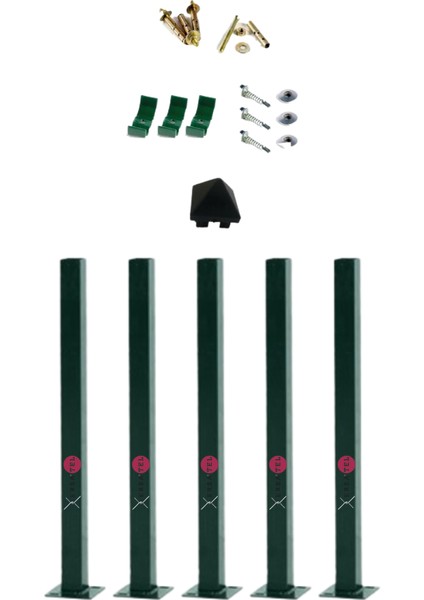 Ersa Panel Çit Direği Aksesuarlı 150CM (5 Adet) 50X50 - 1.50MM Yeşil Renk fiyatları