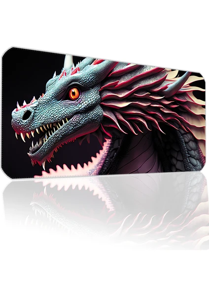 90X40 Ejderha Xxl Büyük Boy Ilyuka MP329040 Gaming Mousepad Dikişli Kenar Kaymaz Taban 90X40CM