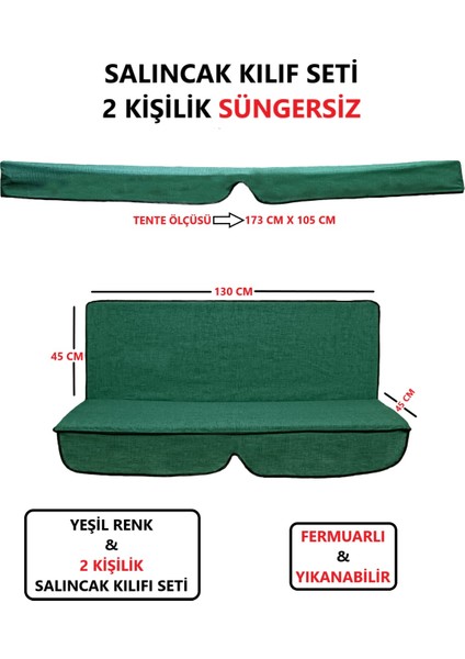 Süngersiz Salıncak Minder Seti Tenteli Salıncak Kumaş Seti 2 Kişilik Süngersiz (130X45)