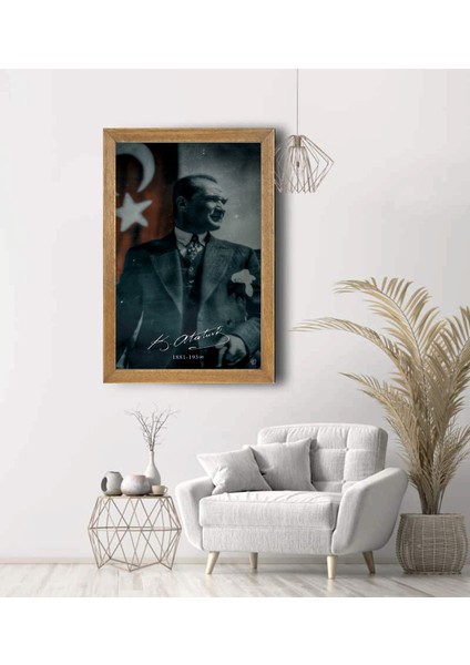 Ulu Önder Mustafa Kemal Atatürk Portresi, Çerçeveli Cam Tablo 20 x 30 cm