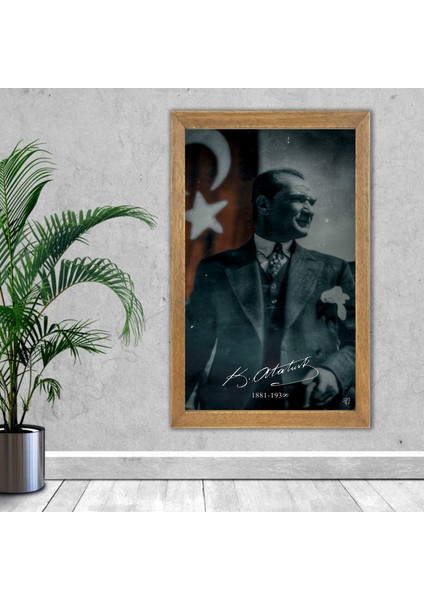 Ulu Önder Mustafa Kemal Atatürk Portresi, Çerçeveli Cam Tablo 20 x 30 cm fiyatları
