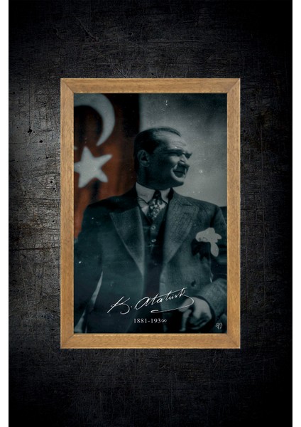 Ulu Önder Mustafa Kemal Atatürk Portresi, Çerçeveli Cam Tablo 20 x 30 cm fırsatları