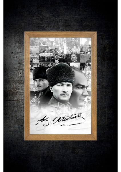 Ulu Önder Mustafa Kemal Atatürk Portresi, Çerçeveli Cam Tablo 30 x 45 cm fiyatları