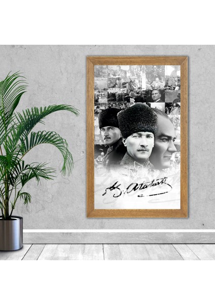 Ulu Önder Mustafa Kemal Atatürk Portresi, Çerçeveli Cam Tablo 30 x 45 cm fırsatları