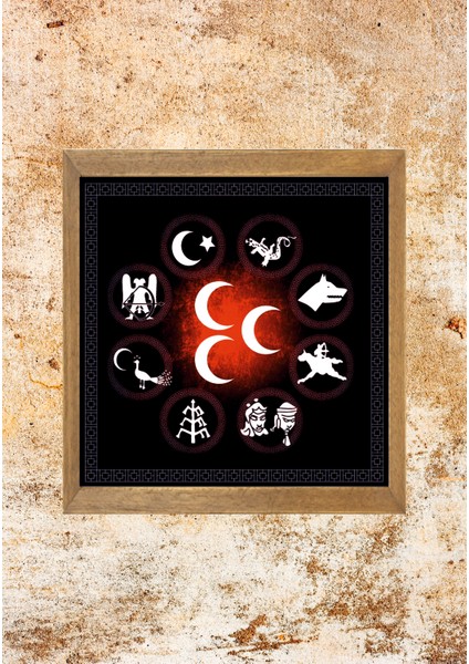 Türk Devletleri Bayrağı Tablo, Çerçeveli Cam Tablo 20 x 30 cm fiyatları