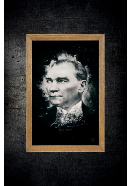 Ulu Önder Mustafa Kemal Atatürk Portresi, Çerçeveli Cam Tablo 30 x 45 cm fırsatları