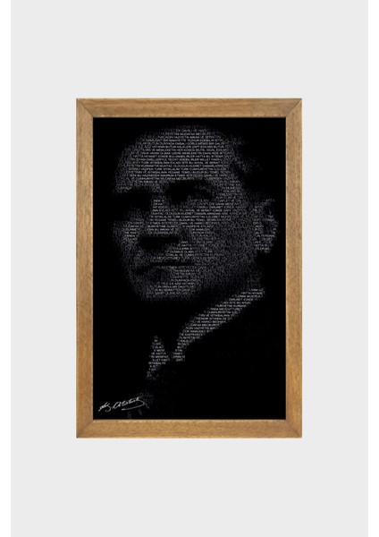 Ulu Önder Mustafa Kemal Atatürk Portresi, Çerçeveli Cam Tablo 30 x 45 cm