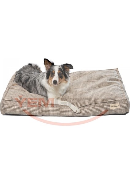 Lima Bej Kareli Köpek Yatağı M 90x60cm