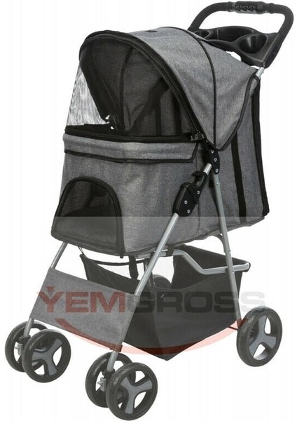 Köpek ve Kedi Arabası 47x100x80cm Gri 4 Tekerlekli