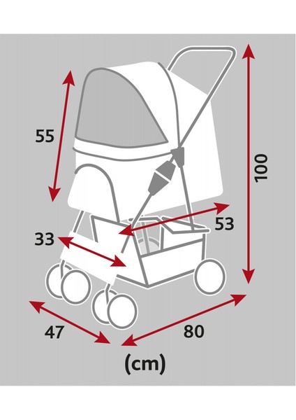 Köpek ve Kedi Arabası 47x100x80cm Gri 4 Tekerlekli fiyatları