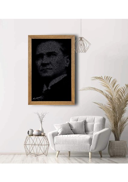 Ulu Önder Mustafa Kemal Atatürk Portresi, Çerçeveli Cam Tablo 20 x 30 cm