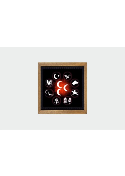 Türk Devletleri Bayrağı Tablo, Çerçeveli Cam Tablo 30 x 45 cm modelleri
