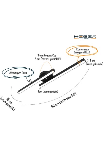 Marea ( Gri Kasa, Beyaz Işık ) Ledli Modern Plafonyer LED Avize, Salon, Mutfak, Oturma Odası fırsatları