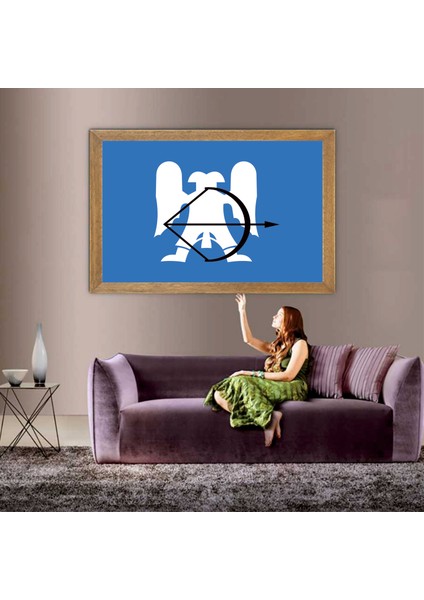 Büyük Selçuklu Imparatorluğu Devleti Bayrağı Tablo, Çerçeveli Cam Tablo 30 x 45 cm