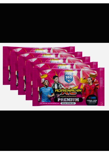 2025 Adrenalyn Premium Fifa Xl Oyuncu Kartları 5 Paket (50 Kart)