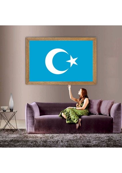 Göktürk Devleti Bayrağı Tablo, Çerçeveli Cam Tablo 20 x 30 cm