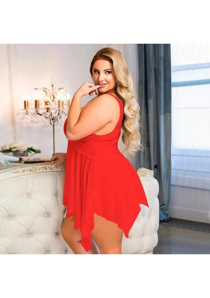 Ekru ''big Size" Dantel ve Tül Kumaşlı Gecelik. modelleri