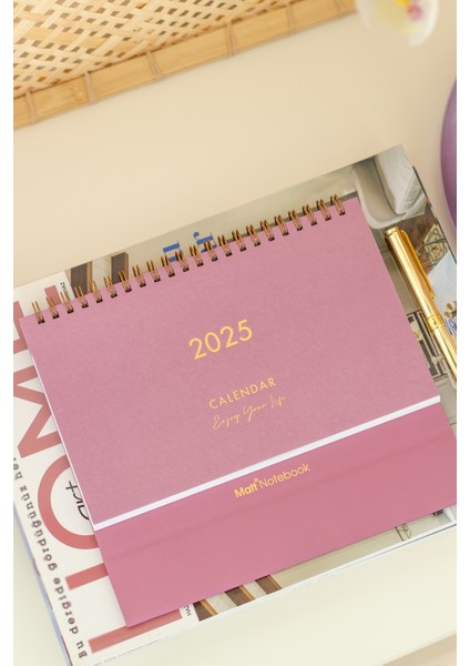 Matt Notebook 2025 Masaüstü Planlayıcı Takvim Bordo