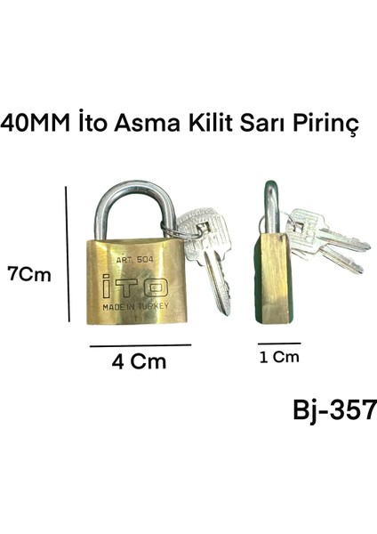 Ito Pirinç Sarı Asma Kilit 40MM