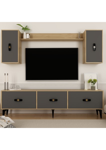 Hira 180 cm Tv Ünitesi Takımı Safirmeşe-Antrasit