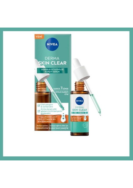 Derma Skin Clear Serum - Niasinamid Hyaluronik Asit Yağlı Cilt 30 ml