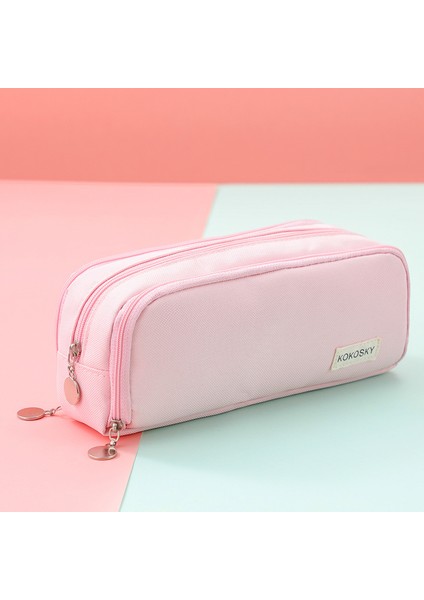 Spot Çift Açık Kanvas Kalem Çantası, Çok Katmanlı, Büyük Kapasiteli, Ortaokul Öğrencileri Için Öğrenci Kalem Kutusu, Çok Fonksiyonlu, Basit Kırtasiye Çantası (Yurt Dışından)