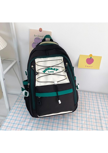 Yeni Yüksek Görünümlü Okul Çantası, Orman Kontrast Renkli Ipli, Lise Öğrencisi Büyük Kapasiteli Sırt Çantası, Üniversite Tarzı Seyahat Sırt Çantası (Yurt Dışından)