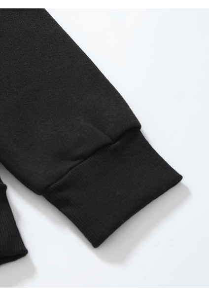 Shark Baskılı Siyah Oversize Bisiklet Yaka Sweatshirt fırsatları