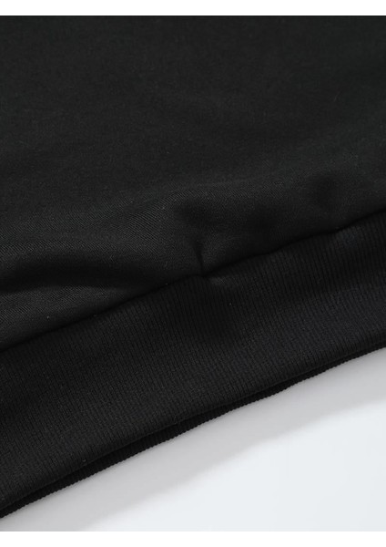 Shark Baskılı Siyah Oversize Bisiklet Yaka Sweatshirt indirimleri