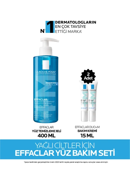 Yağlı Ciltler Için Effaclar Yüz Bakım Seti: Effaclar Yüz Temizleme 400 ml& Effacalr Duo+ M 15ml x2