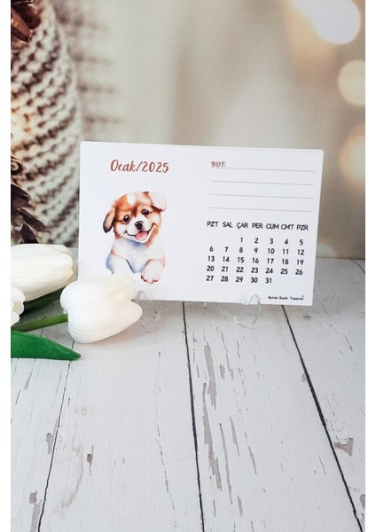 Sevimli Köpekler Temalı Standlı Masa Üstü Takvimi 2025 Yılı