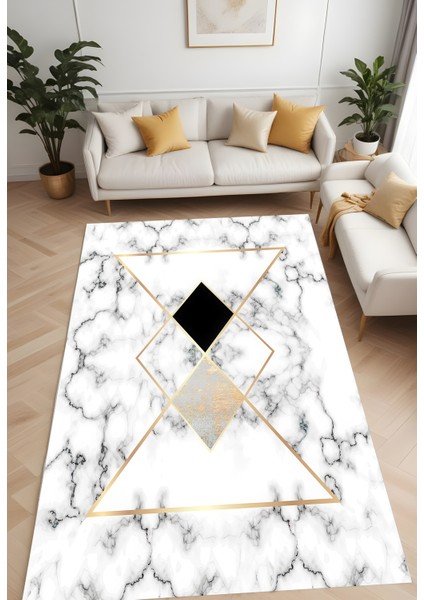 Dijital Baskı Mermer Desen Modern Dekoratif Makinada Yıkanabilir Salon Mutfak ve Yolluk Halısı