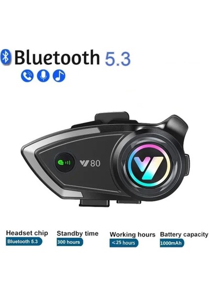 Y80 Kablosuz Bluetooth Motosiklet Kask Kulaklık Işıklı Intercom Su Geçirmez