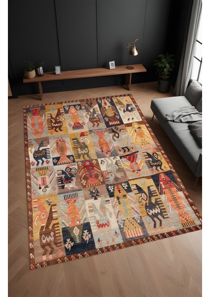 Dijital Baskı Kilim Patchwork Klasik Kaymaz Taban Makinada Yıkanabilir Salon ve Yolluk Halısı