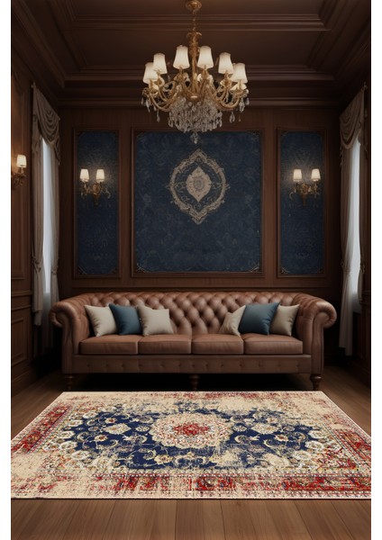 Dijital Baskı Eskitme Vintage Renkli Dekoratif Makinada Yıkanabilir Salon ve Yolluk Halısı