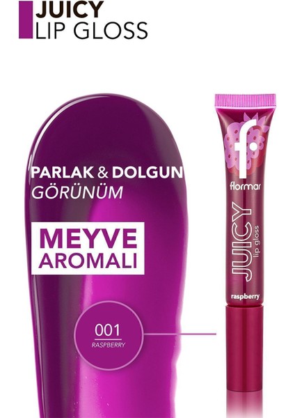 Juicy Lip Gloss Meyve Aromalı Besleyici Dudak Parlatıcısı (001 Raspberry) 8682536087711