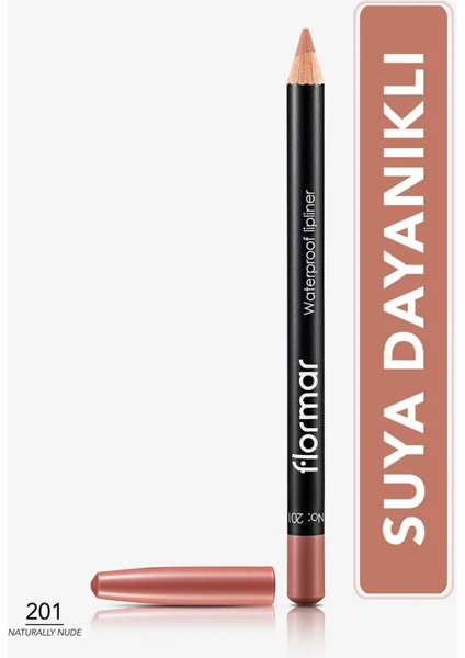 Flormar-Suya Dayanıklı Mat ve Yoğun Pigmentli Waterproof Lipliner Dudak Kalemi (201 Nude) 8690604111015