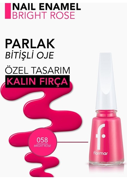Klasik Parlak Bitişli Yüksek Pigmentli Oje (058 Bright Rose)