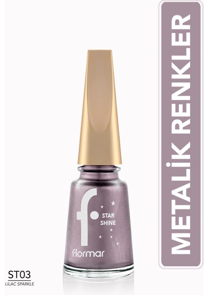 Star Shine Yüksek Pigmentli & Parlak Bitişli Metalik Oje (003 Lilac Sparkle) 8690604564132