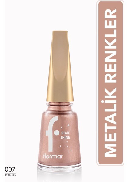 Star Shine Yüksek Pigmentli & Parlak Bitişli Metalik Oje (007 Beautify) 8690604564170